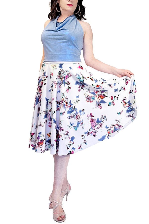 abstract butterflies chiffon full circle tango skirt - Atelier Vertex