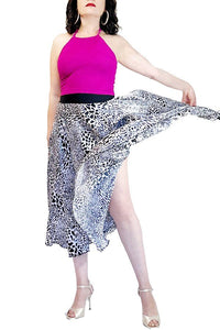 abstract cheetah satin full circle skirt with slits - Atelier Vertex