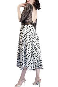 abstract dots full skirt maxi tango dress with slit - Atelier Vertex