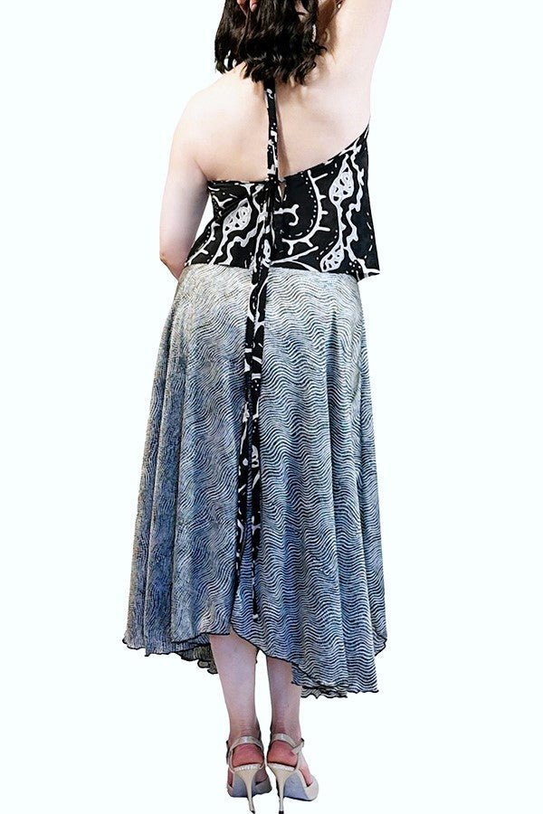 abstract print draped halter tango top with adjustable straps - Atelier Vertex