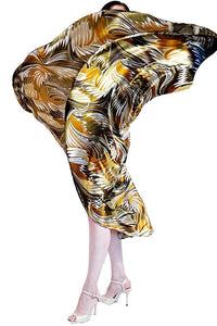 abstract print satin full circle skirt with slits - Atelier Vertex