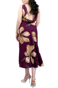aubergine & magnolia chiffon STELLA tango dress with 4 slits - Atelier Vertex
