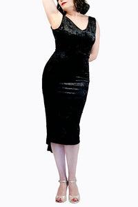 black crushed velvet LUNA tango dress with tail - Atelier Vertex