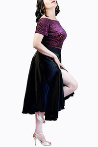 black satin full circle skirt with slits - Atelier Vertex