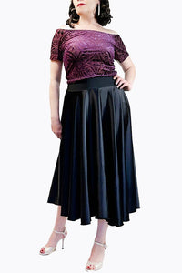 black satin full circle skirt with slits - Atelier Vertex