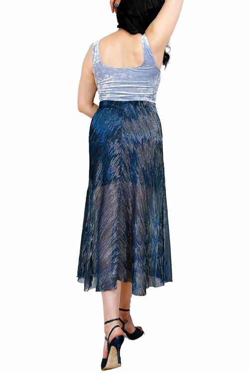 blue shimmer STELLA tango dress with slits
