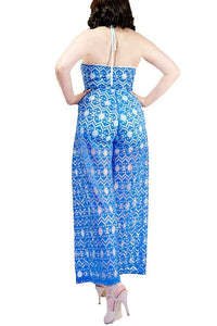 blue zig - zag halter tango jumpsuit - Atelier Vertex