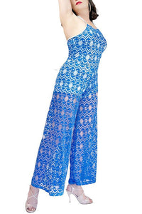 blue zig - zag halter tango jumpsuit - Atelier Vertex