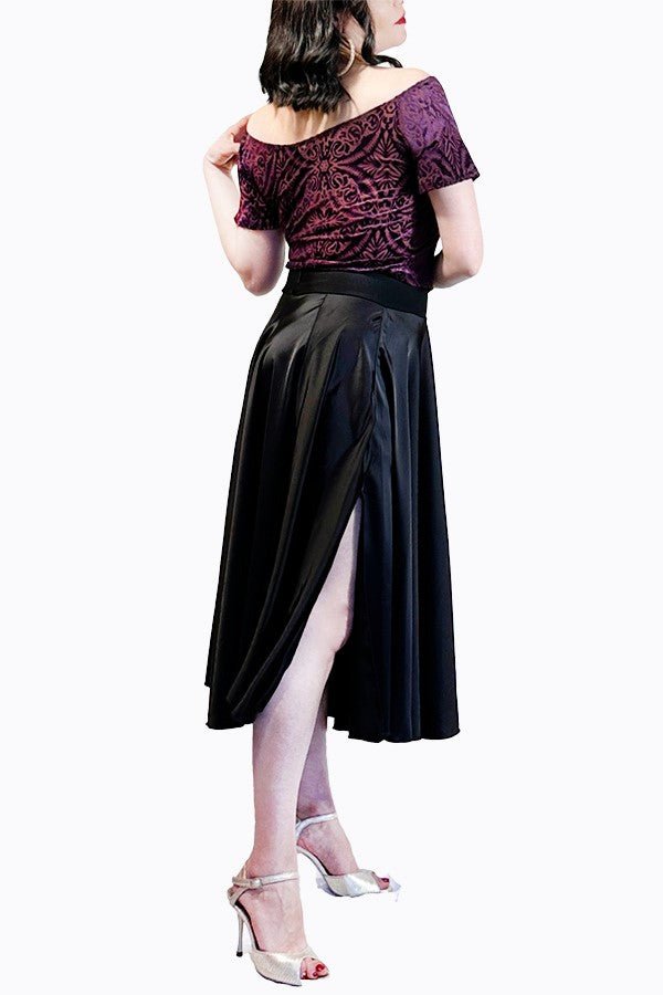 burgundy burnout velvet tango top with sleeves - Atelier Vertex