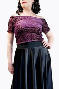 burgundy burnout velvet tango top with sleeves - Atelier Vertex