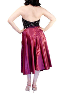 burgundy satin full circle skirt with slits - Atelier Vertex