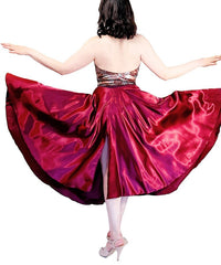 burgundy satin full circle skirt with slits - Atelier Vertex