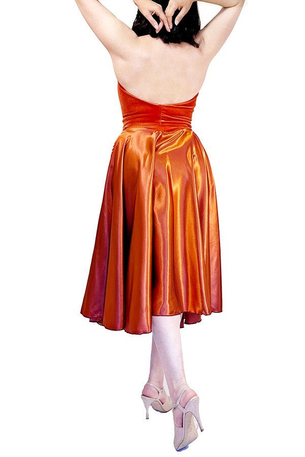 burnt orange velvet halter tango top - Atelier Vertex