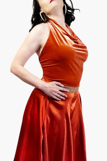 burnt orange velvet halter tango top - Atelier Vertex