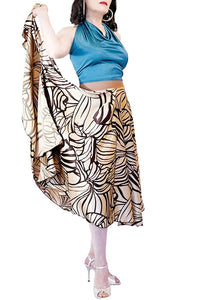 coffee & caramel satin full circle skirt with slits - Atelier Vertex