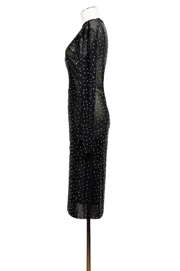 diamond - studded sheer tango dress with sleeves - Atelier Vertex