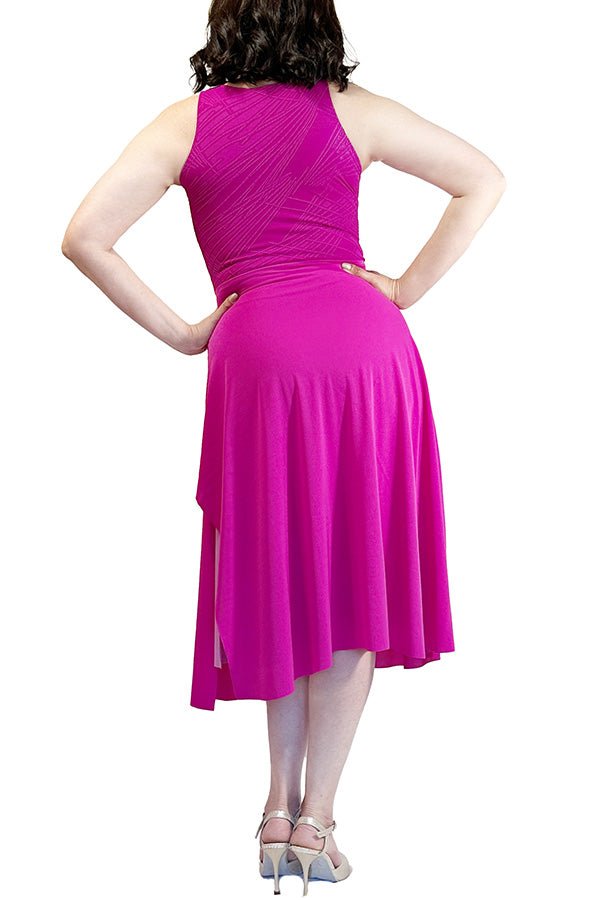 fuchsia & rose a - line tango dress with side slit - Atelier Vertex