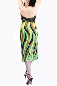 green wave halter tango dress with back slit - Atelier Vertex