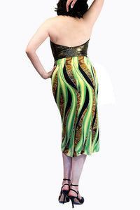 green wave halter tango dress with back slit - Atelier Vertex