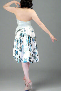 ice blue and flowers halter tango dress with tail - Atelier Vertex