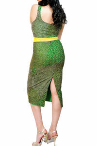 kelly green & daysies reversible tango dress with back slit - Atelier Vertex