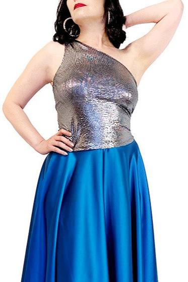 liquid silver one - shoulder tango top - Atelier Vertex