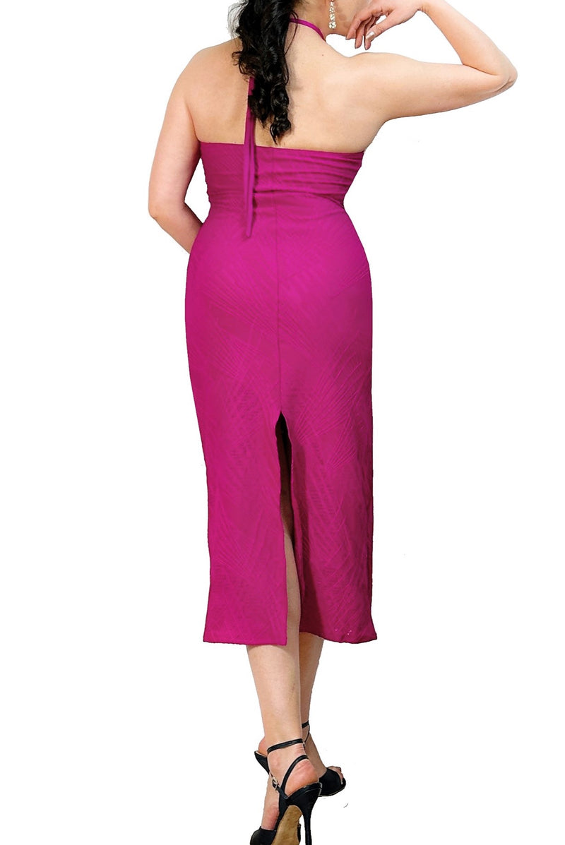 textured pink orchid tango dress with open back