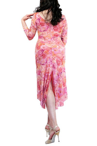 pastel roses NINA mesh tango dress with sleeves - Atelier Vertex