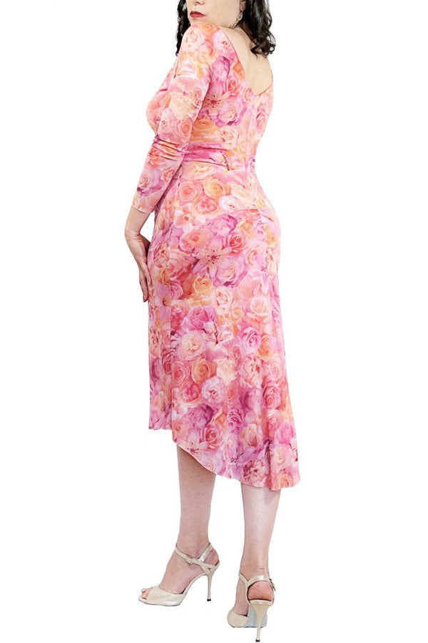 pastel roses NINA mesh tango dress with sleeves - Atelier Vertex