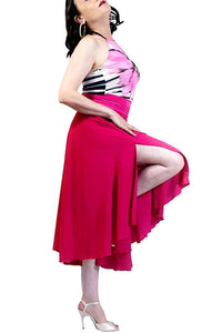 pink crepe full circle skirt with slit - Atelier Vertex