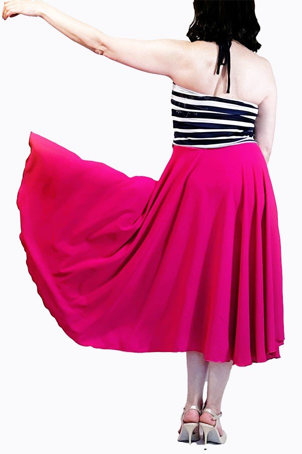 pink crepe full circle skirt with slit - Atelier Vertex