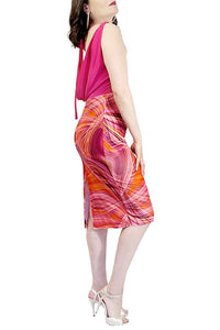 pink & orange fantasy velvet tango dress with fishtail skirt - Atelier Vertex