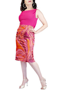 pink & orange fantasy velvet tango dress with fishtail skirt - Atelier Vertex