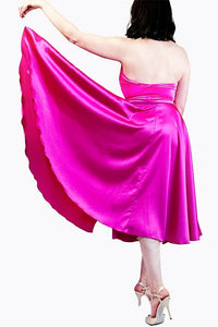 pink satin full circle skirt with slits - Atelier Vertex