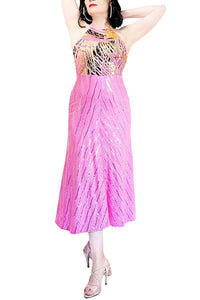 pink sequin STELLA tango dress with slits - Atelier Vertex