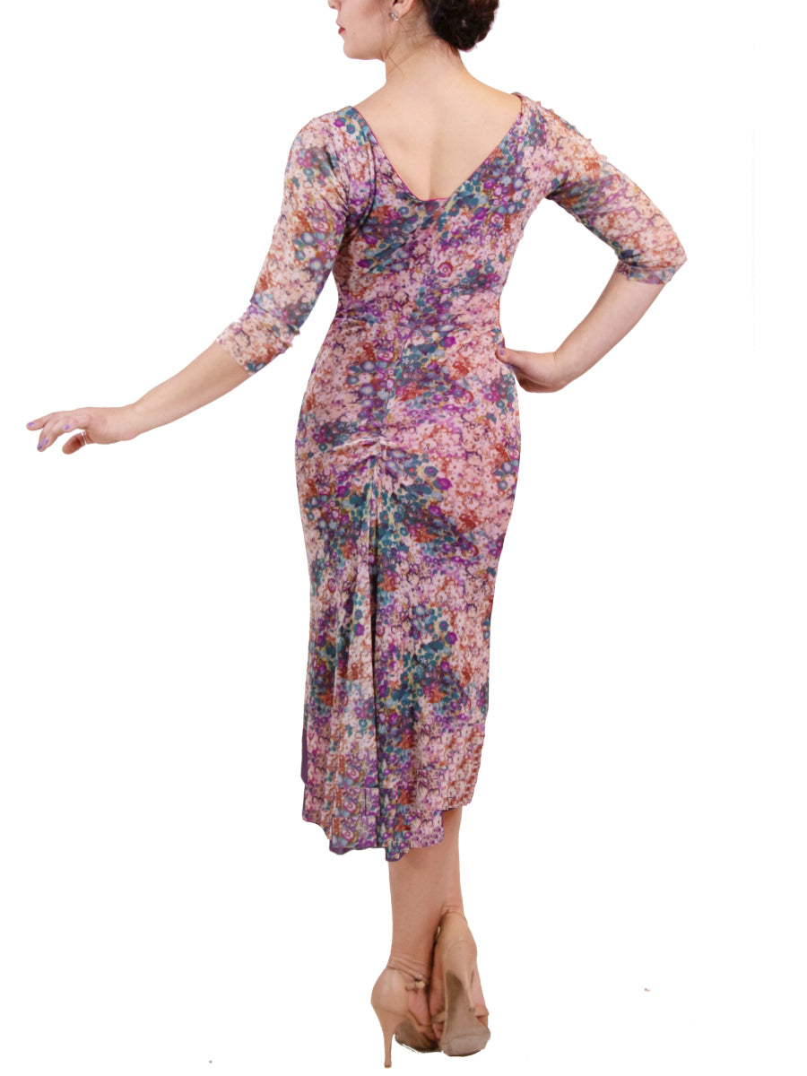 purple confetti NINA mesh tango dress with sleeves