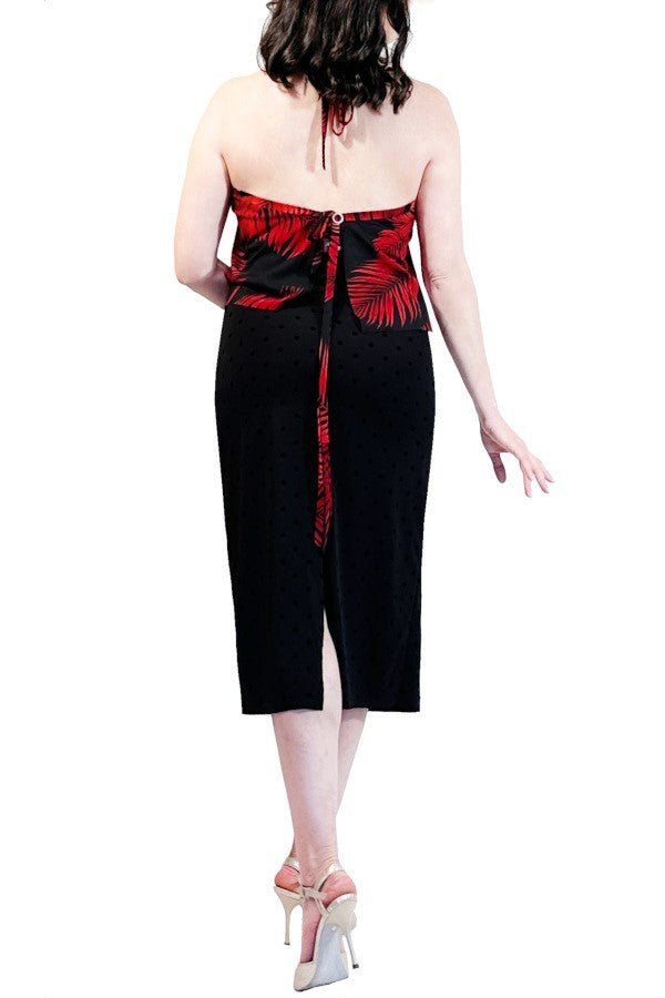 red palm leaves draped halter tango top with adjustable straps - Atelier Vertex
