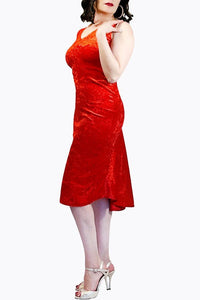 red velvet LUNA tango dress with tail - Atelier Vertex