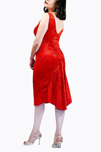 red velvet LUNA tango dress with tail - Atelier Vertex