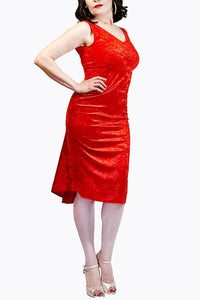 red velvet LUNA tango dress with tail - Atelier Vertex