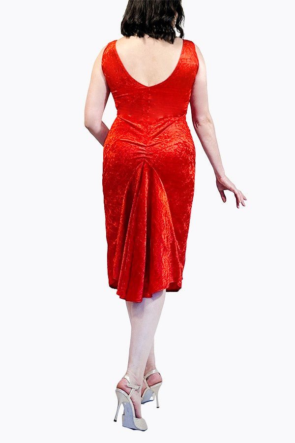 red velvet LUNA tango dress with tail - Atelier Vertex