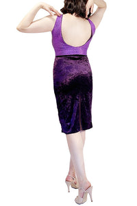 royal purple tango dress with open back and back slit - Atelier Vertex