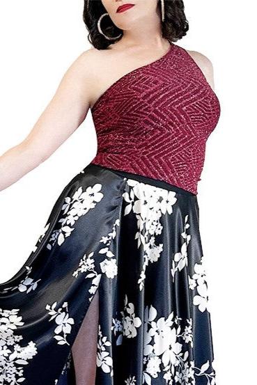 shimmering burgundy one - shoulder tango top - Atelier Vertex