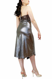 silver & sequin halter tango dress with front & back slit - Atelier Vertex