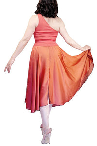 terracotta satin full circle skirt with slits - Atelier Vertex