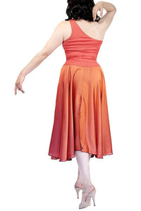 terracotta satin full circle skirt with slits - Atelier Vertex