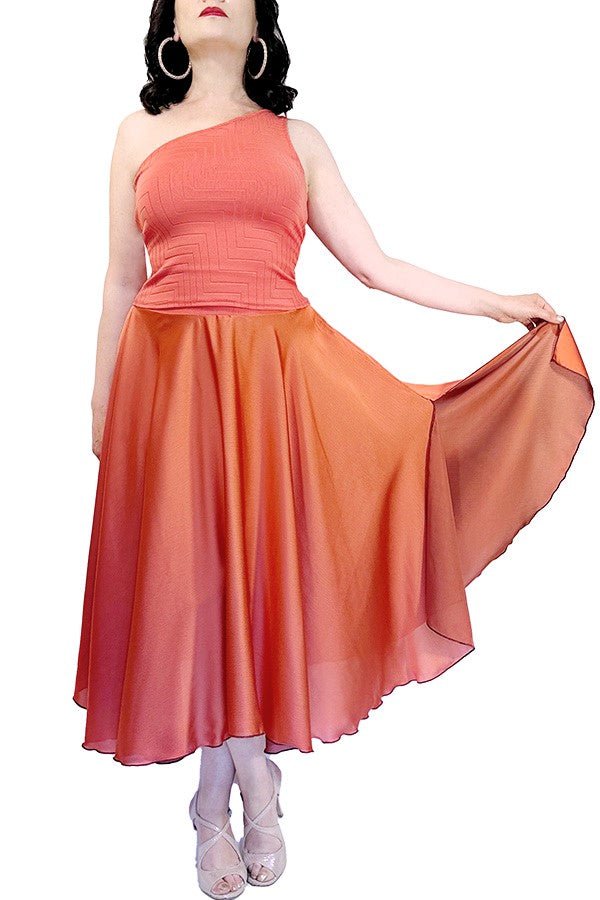 terracotta satin full circle skirt with slits - Atelier Vertex