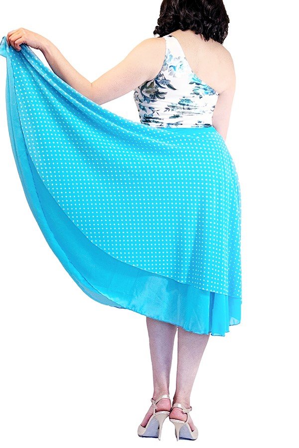 turquoise polka dots full circle tango skirt - Atelier Vertex