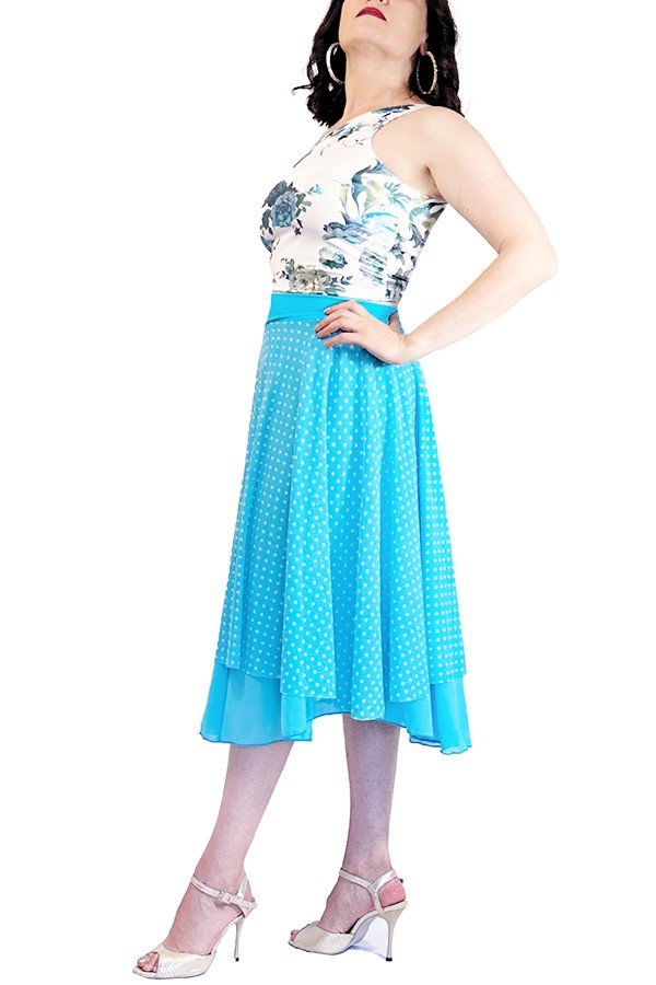 turquoise polka dots full circle tango skirt - Atelier Vertex