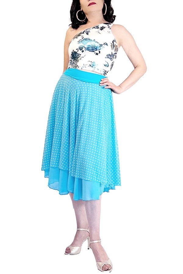 turquoise polka dots full circle tango skirt - Atelier Vertex